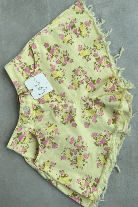 Krótkie spodenki szorty w kwiatki Spring Bloom | żółte