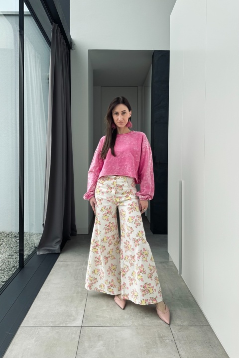 Spodnie w kwiatki Spring Bloom | białe