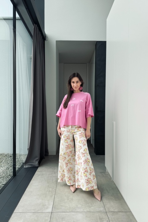 Spodnie w kwiatki Spring Bloom | białe