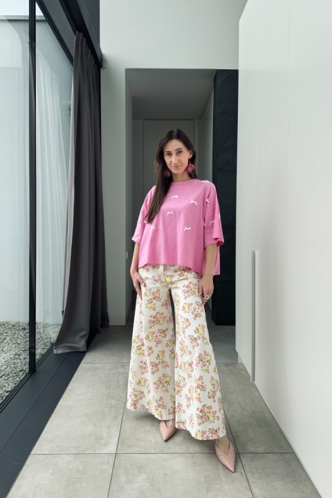 Spodnie w kwiatki Spring Bloom | białe