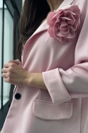 Marynarka z odpinanym kwiatem z wiskozą | różowa