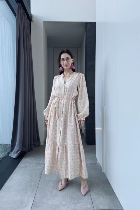 Zwiewna, koszulowa sukienka maxi boho z rayonu