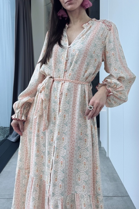 Zwiewna, koszulowa sukienka maxi boho z rayonu