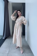 Zwiewna, koszulowa sukienka maxi boho z rayonu