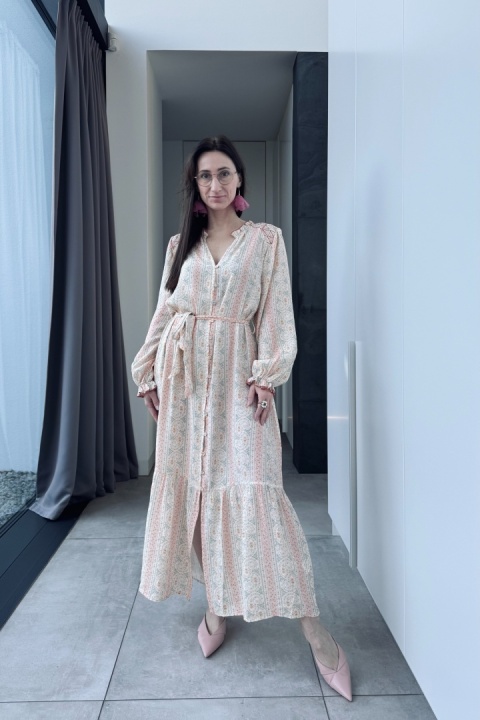 Zwiewna, koszulowa sukienka maxi boho z rayonu