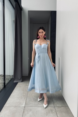 Sukienka z tencelu z dodatkiem lnu | baby blue