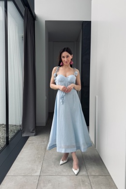 Sukienka z tencelu z dodatkiem lnu | baby blue