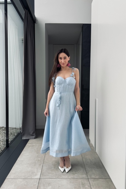 Sukienka z tencelu z dodatkiem lnu | baby blue