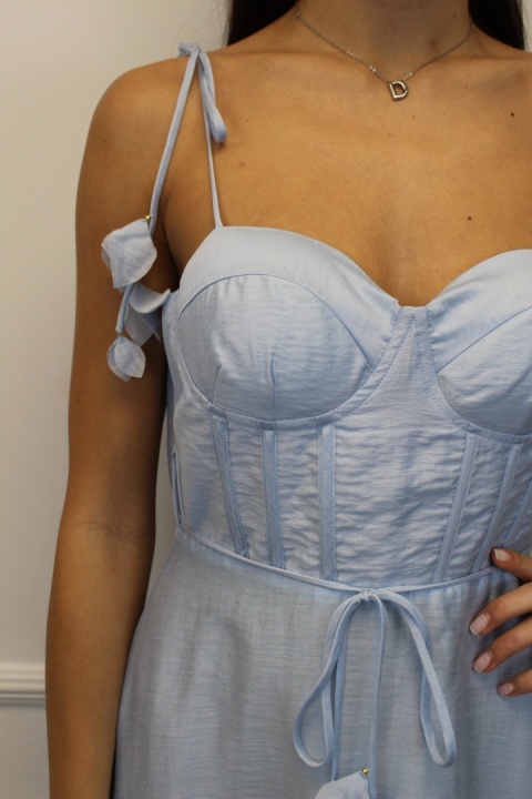 Sukienka z tencelu z dodatkiem lnu | baby blue