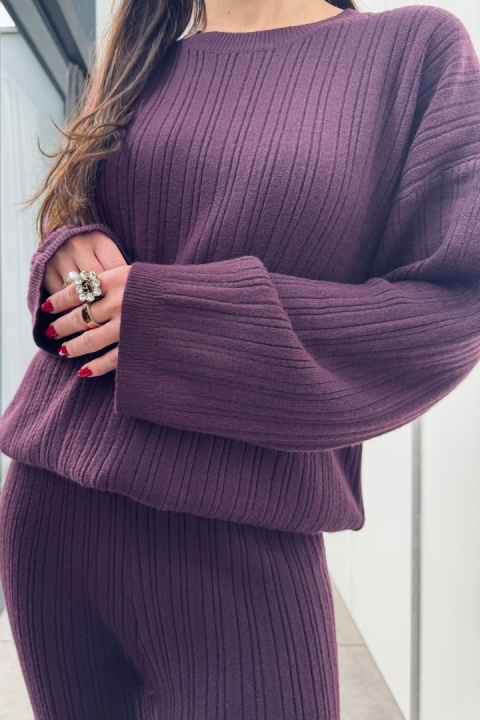 3 - częściowy komplet Cozy z kaszmirem | śliwkowy fioletowy