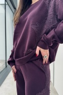 Wiskozowy komplet z kaszmirem Plum Romance | śliwkowy fioletowy