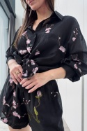 Bawełniany komplet Sakura z haftem | czarny