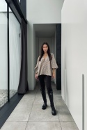 Bawełniana bluzka oversize Vintage Garden z falbankami przy rękawach