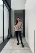 Bawełniana bluzka oversize Vintage Garden z falbankami przy rękawach