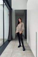 Bawełniana bluzka oversize Vintage Garden z falbankami przy rękawach