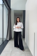 Elegancka, bawełniana koszula z baskinką | biała