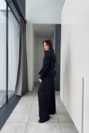Elegancka, bawełniana koszula z baskinką | czarna