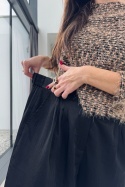 Eleganckie spodnie z koroką z wiskozą i lnem | czarne