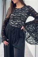 Gładkie spodnie z wiskozy i jedwabiu | czarne