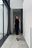 Komplet Bella z wiskozy i kaszmiru: sukienka midi i bolerko | czarny