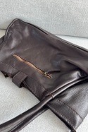 Pleciona torebka Luna w stylu vintage | włoska skóra naturalna pelle lavata | ciemna czekolada