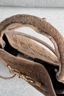 Pleciona torebka Siena Suede midi | włoska skóra naturalna zamszowa | ciepły brąz