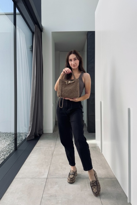 Pleciona torebka Siena Suede midi | włoska skóra naturalna zamszowa | ciepły brąz