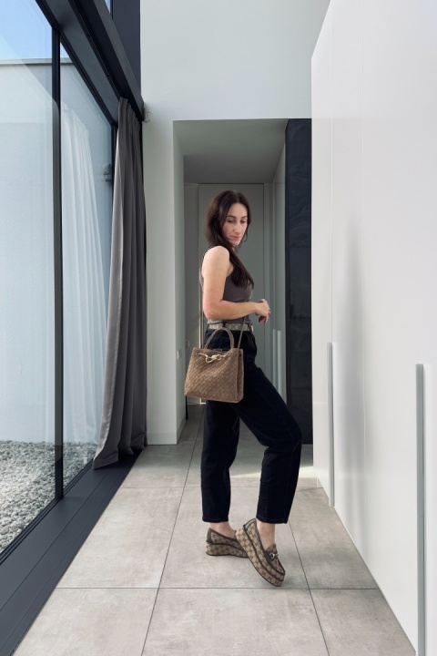 Pleciona torebka Siena Suede midi | włoska skóra naturalna zamszowa | ciepły brąz