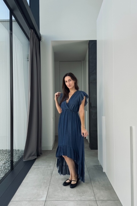 Sukienka z asymetrycznym przodem A5551TS | tencel