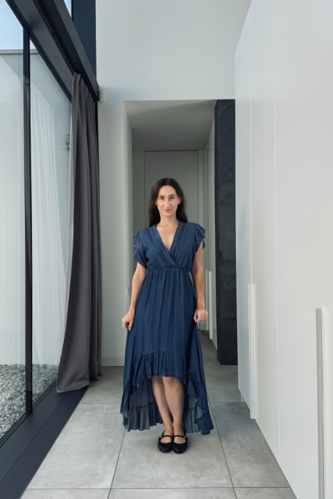 Sukienka z asymetrycznym przodem A5551TS | tencel