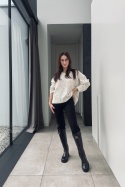 Sweter z cekinami, z dodakiem wełny i moheru | beżowy