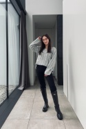 Sweter z cekinami, z dodakiem wełny i moheru | szary