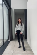 Sweter z cekinami, z dodakiem wełny i moheru | szary