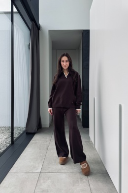 Wiskozowy komplet z kaszmirem Milano Comfort | czekoladowy