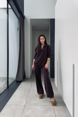Wiskozowy komplet z kaszmirem Milano Comfort | czekoladowy