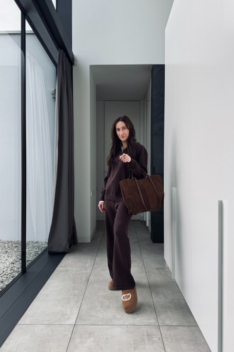 Wiskozowy komplet z kaszmirem Milano Comfort | czekoladowy
