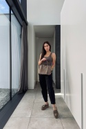 Zamszowa torebka Como Taupe midi | włoska skóra naturalna zamszowa | taupe