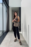 Zamszowa torebka Como Taupe midi | włoska skóra naturalna zamszowa | taupe