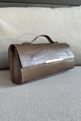 Torebka Monroe Croco | skóra naturalna | taupe