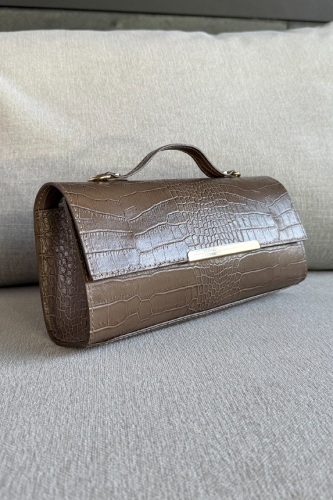 Torebka Monroe Croco | skóra naturalna | taupe