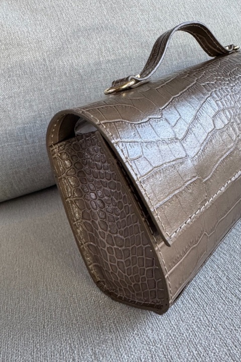 Torebka Monroe Croco | skóra naturalna | taupe
