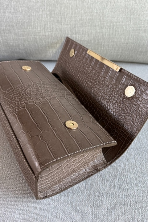 Torebka Monroe Croco | skóra naturalna | taupe
