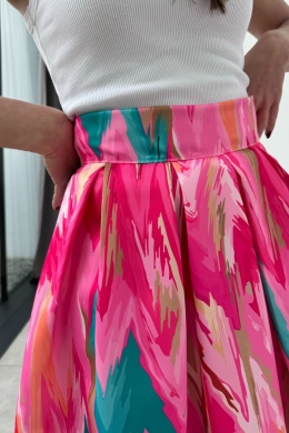 Kolorowa spódnica midi z koła, różowa