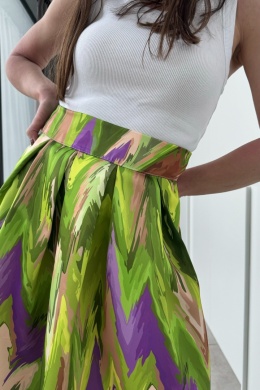 Kolorowa spódnica midi z koła, zielona