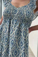 Wiskozowa sukienka Oriental, niebieska