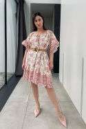 Bawełniana sukienka Palma z haftem, różowa