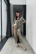 Elegancka złoto - czarna suknia maxi J440