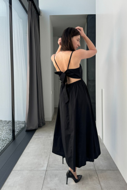 Bawełniana sukienka z kokardą z tyłu, czarna