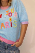 Kolorowy sweterek Bonjour Paris! | niebieski Kolorowy sweterek Bonjour Paris! | niebieski