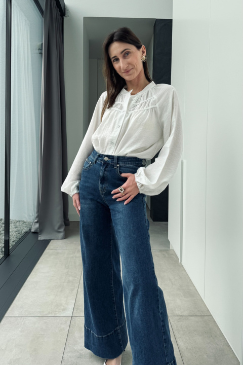 Lekka koszula boho | rayon, len i bawełna | biała Lekka koszula boho | rayon, len i bawełna | biała